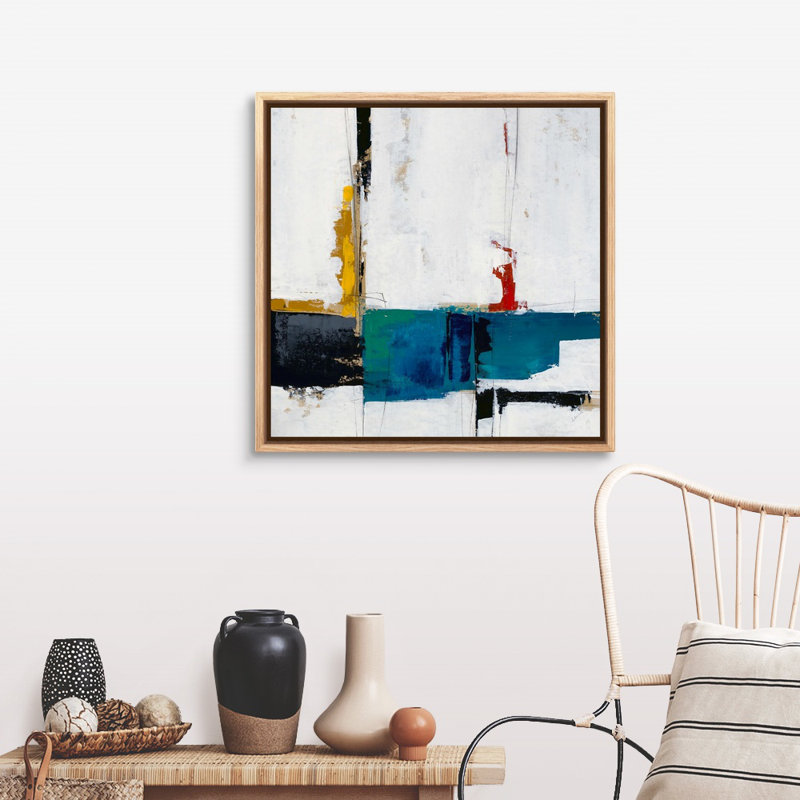 " Stroke Of Luck I " by Sydney Edmunds, Picture Framed Canvas, 31.25" H x 31.25" W, Natural Floating