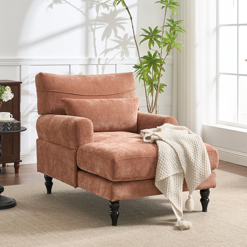 Chaise longue rembourrée avec coussin, Orange