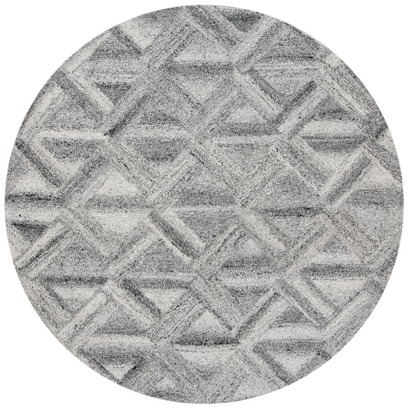 Tapis géométrique touffeté à la main Minnich, Rond 6 pi