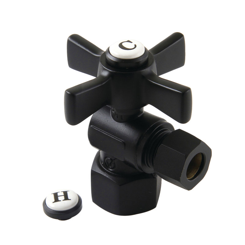 Soupape d'arrêt à angle quart de tour FIP x 3/8 po Kingston, Bronze huilé