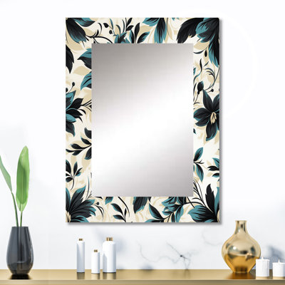 Brunetto euphonie de Damas bleu et blanc - grand miroir mural damassé, miroir décoratif damassé, impression sur métal