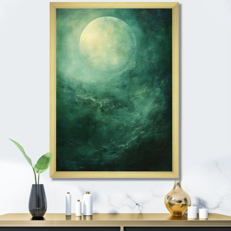 Jade Jewel Spooky Mooonlight Fog, Cadre doré simple, H 32 po x l 16 po x P 1 po