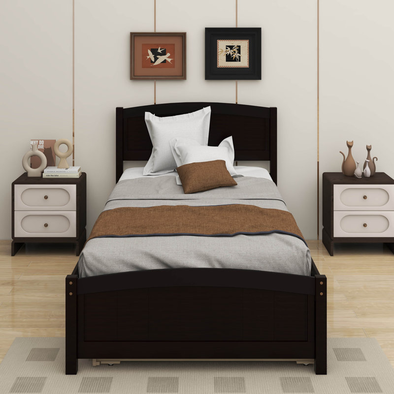 Lit plateforme simple avec lit gigogne, Espresso