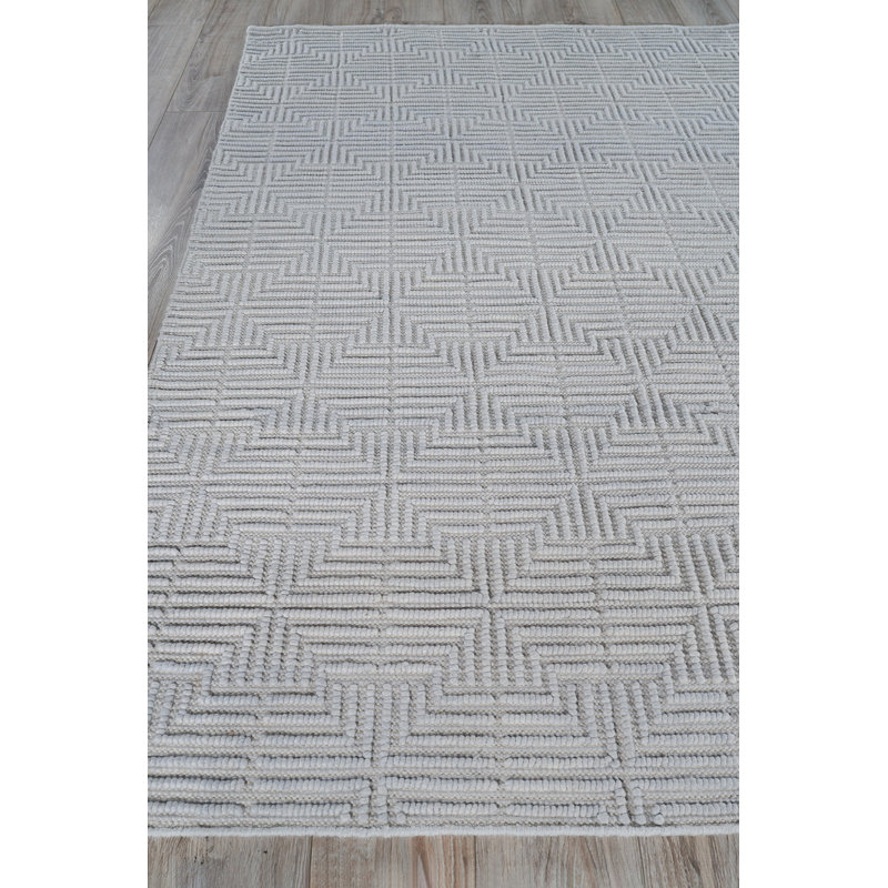 Manzoni Wool Geometric Area Rug in Gray, Rectangle 3' x 5', Silver
