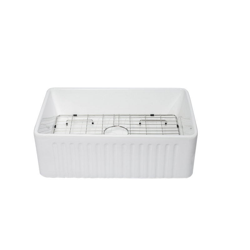 White Farmhouse Sink - 30 X 18 X 10 Inch Kitchen Sink Apron-Front White Porcelain Ceramic Reversible Single Bowl Kitchen Farm Sinks