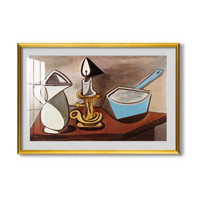 Pichet, chandelle et poêle émaillée, 1950 - Pablo Picasso - Reproduction encadrée sur mesure