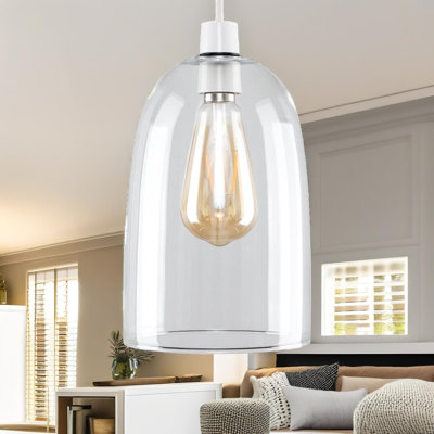 23cm H Glass Pendant Shade in White