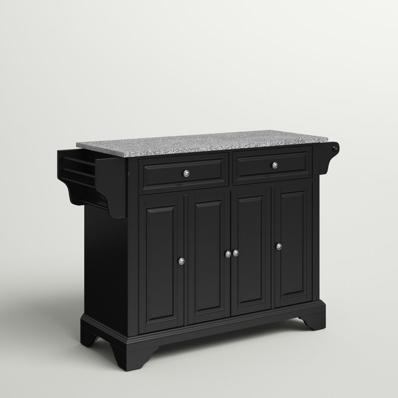 Bert Granite Top Kitchen Island, Black