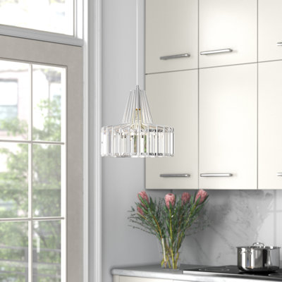 Brecksville 1 - Light Single Drum Pendant with Crystal Accents