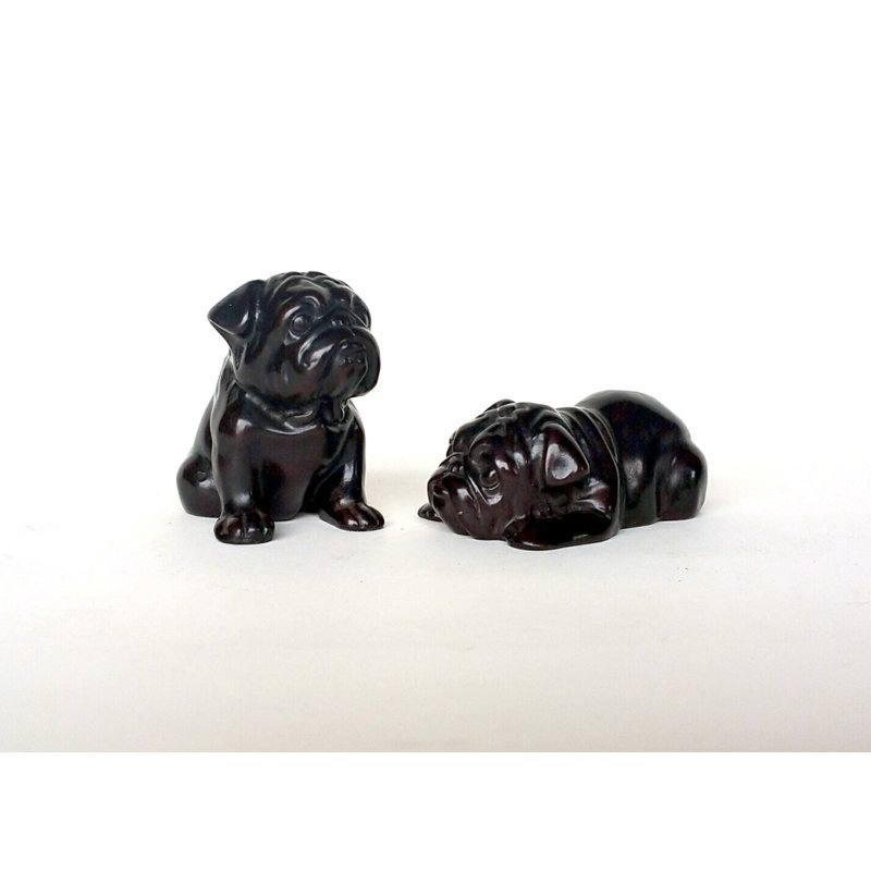 Ensemble de figurine 2 pièces en résine et pied bull dog Steen