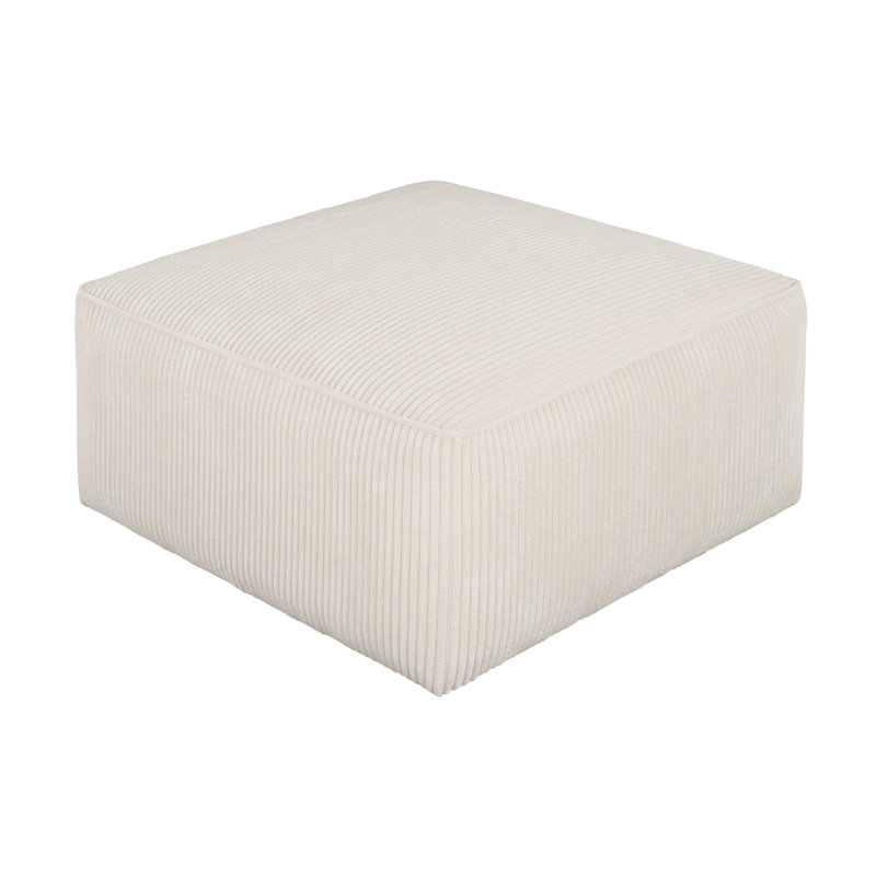 Upholstered Square Ottoman (Only Including Ottoman), White Corduroy