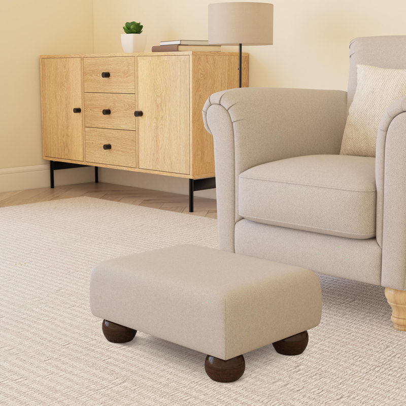 Autryville Wood Bun Feet - Fabric, Mahogany, Poz, Marl Grey
