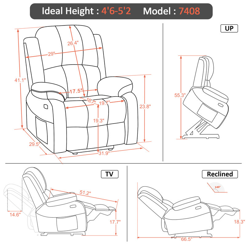 Fauteuil inclinable électrique avec massage et chaleur Rolanda, Bleu marine