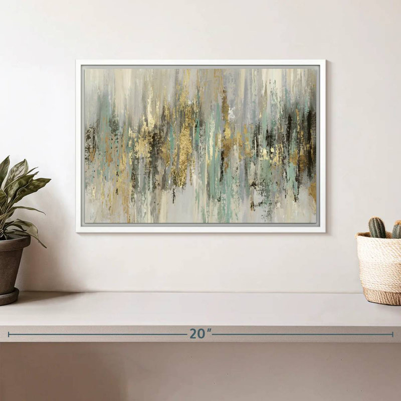 Dégoulinant d'or, Cadre flottant blanc, 37 po x 25 po