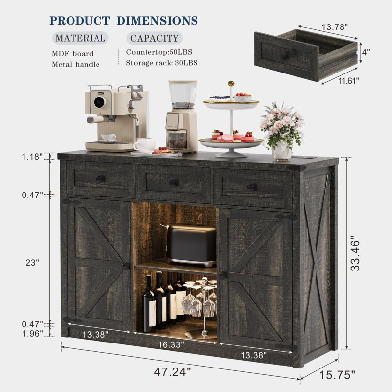 Ingimundur 47.24'' Sideboard, Brown