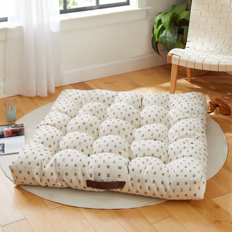 Zisper Geometric Reversible Throw Pillow, 40" H x 40" W, Ivory