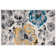 Tapis performance crème / jaune / bleu à motif floral moderne