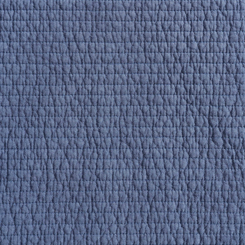Nautica Seashore Stitch Solid Cotton Quilt Set, Blue, King Quilt + 2 King Shams