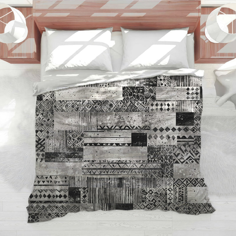 Édredon noir et blanc à motifs tribaux, Twin