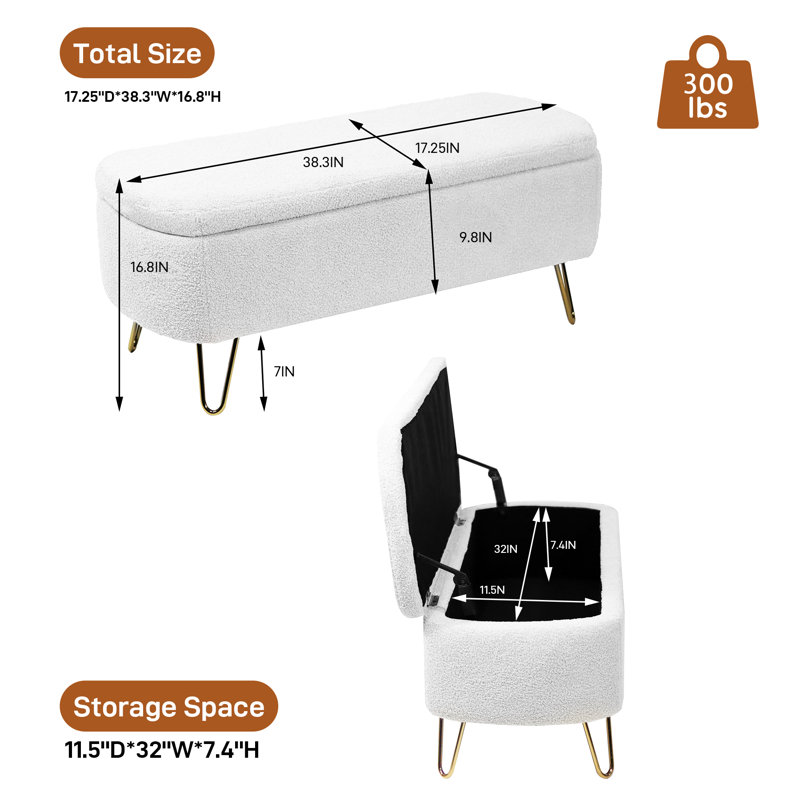 Banc de rangement avec repose-pieds Toleen , Blanc