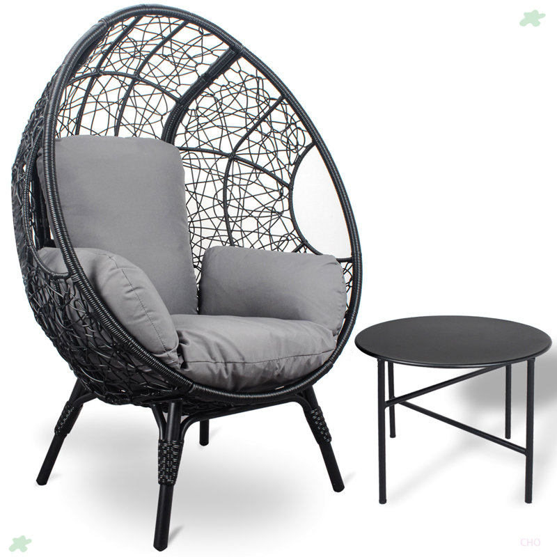 Ensemble de fauteuils en faux osier Beth, Gris, Noir
