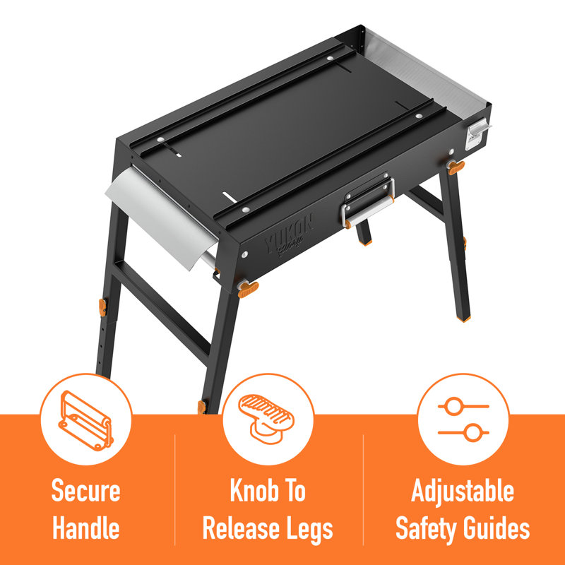 Table de cuisson et chariot de cuisson portatif Yukon Glory, hauteur réglable, pliable pour le transport, acier inoxydable
