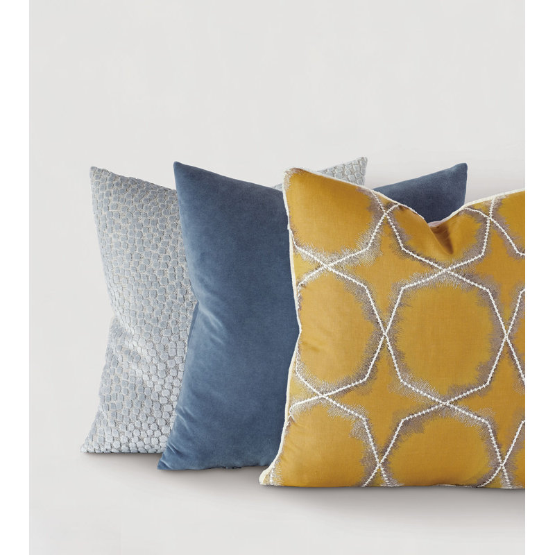 Maude Square Polyester/Polyester Blend Pillow Cover and Insert, Polyester, Blue