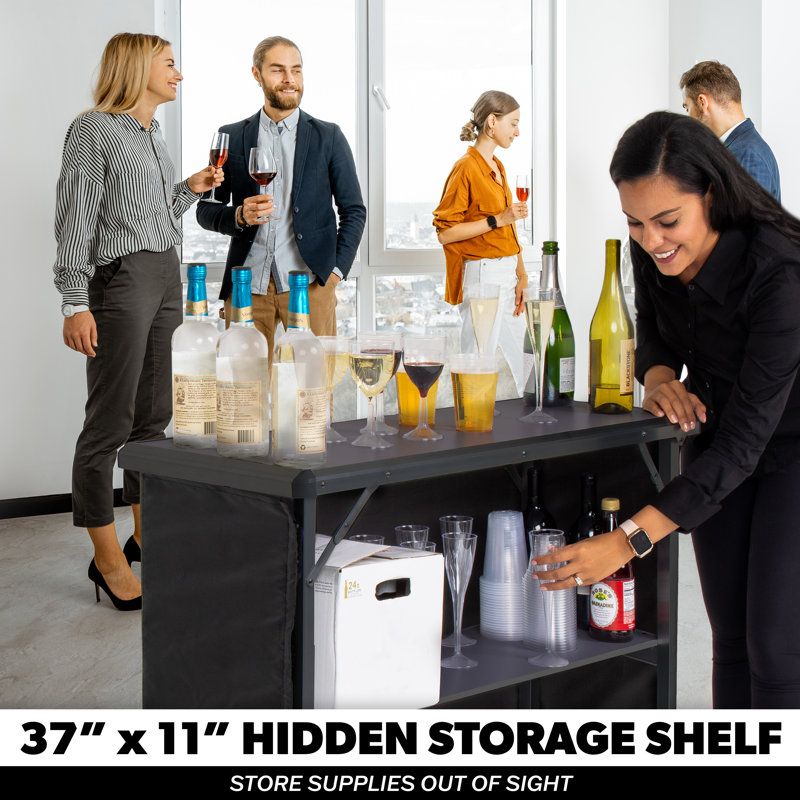 GoBar Portable Bar Table for Events - Pop Up Mobile Bartending Station with Travel Carrying Case - 1 Skirt