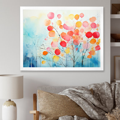 Arbre de printemps coloré rose et bleu - art mural arbre