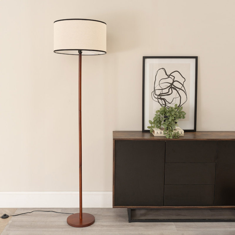 Roseli 180cm Traditional Floor Lamp, Walnut, Yes, Natural/Black
