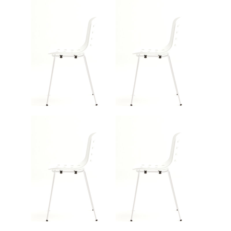 Holi Stacking Perforated Side Chair, White