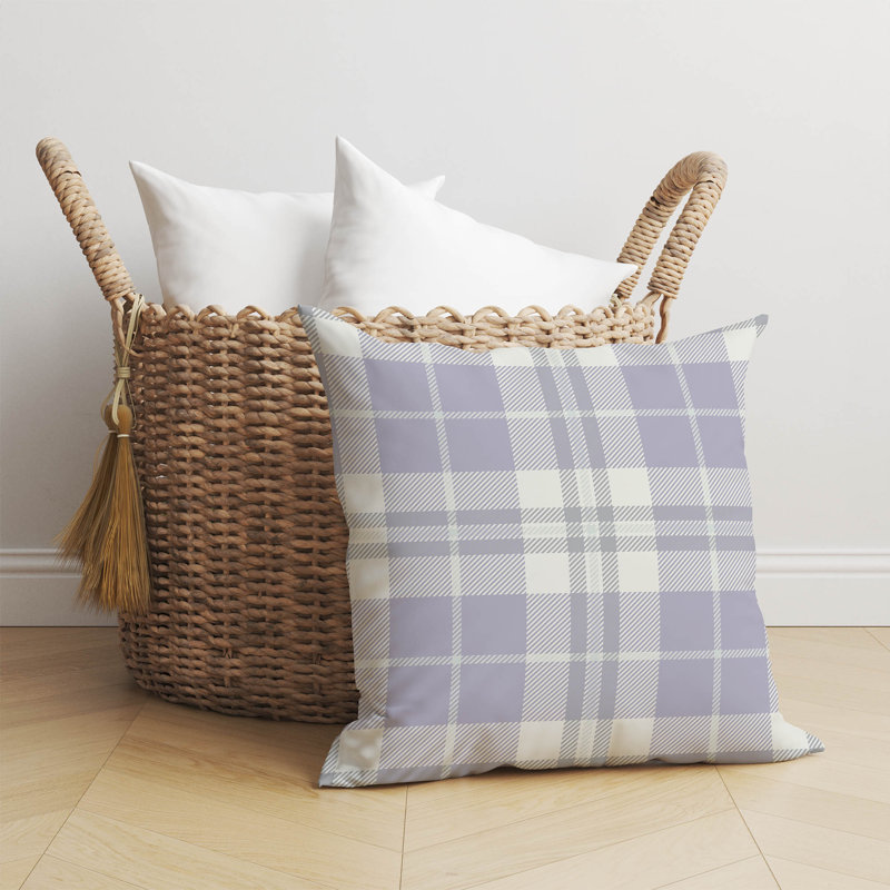 Coussin Tartan, H 20 po x l 20 po, Mauve