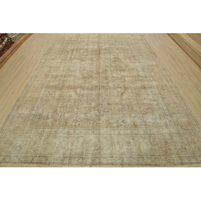 Tapis noué à la main en laine brun vieilli 9 pi 9 po x 12 pi 2 po Tabriz