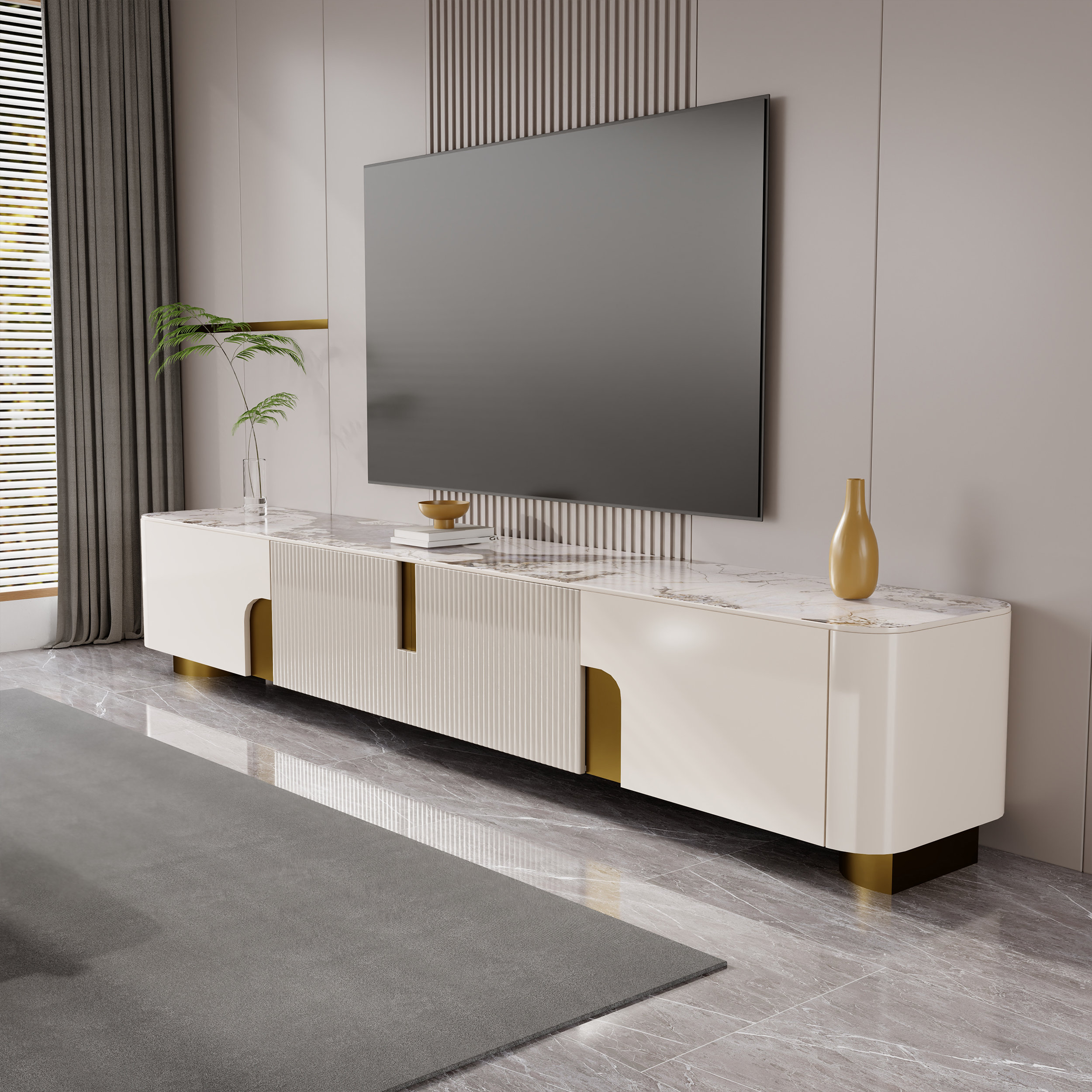 No Brand 79'' W Modern Beige Storage TV Stand & Reviews - Wayfair Canada