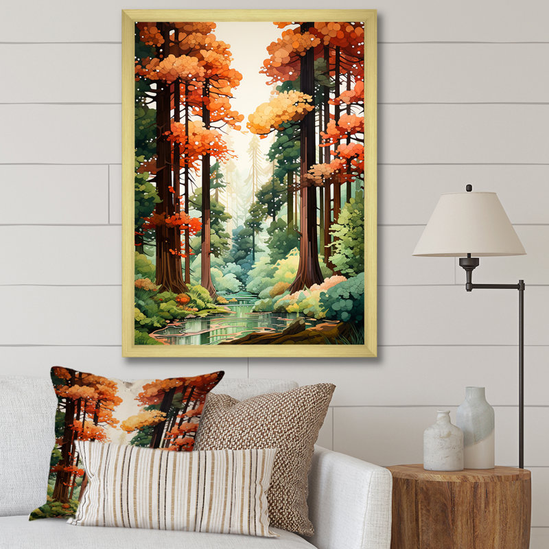 «Redwood Shimmering Tree Heights III», reproduction d'art mural paysage et nature, H 32 po x l 24 po x P 1 po