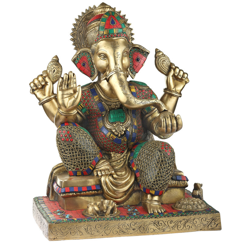 Statue incrustée de bénédiction Ganesha