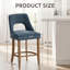 Ensemble de 2 tabourets de bar rembourrés de style moderne du milieu du siècle, hauteur du siège de 66 cm, dossier incurvé et pieds en bois massif (bleu marine)-626510617