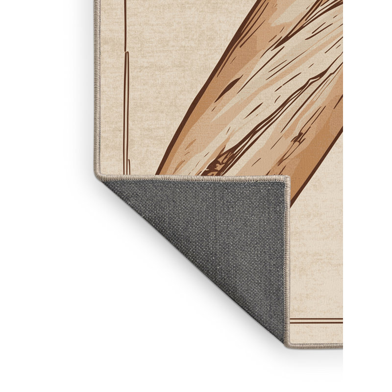 Tapis beige doux et moelleux à motif de baguette Paramus, 5 x 8