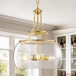 1-light Dome Chandelier with Clear Glass Shade, Industrial/ Rustic/ Farmhouse