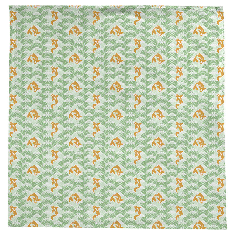 Leffel Koi Fish Waves Pattern Tablecloth, Green