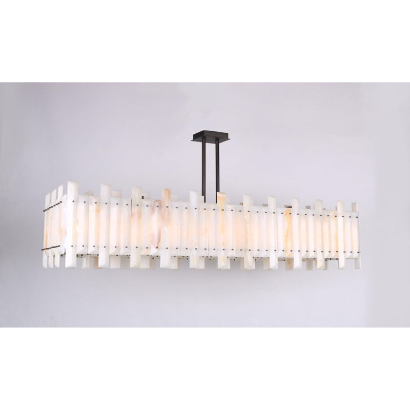 Lustre en cristal de roche Petra, Cristal de roche naturel, Or antique, 60” Long x 18” Width x 14” Base Height x 34” OAH