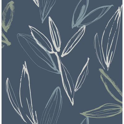 Papier peint Kenia Indigo Leaf Toss