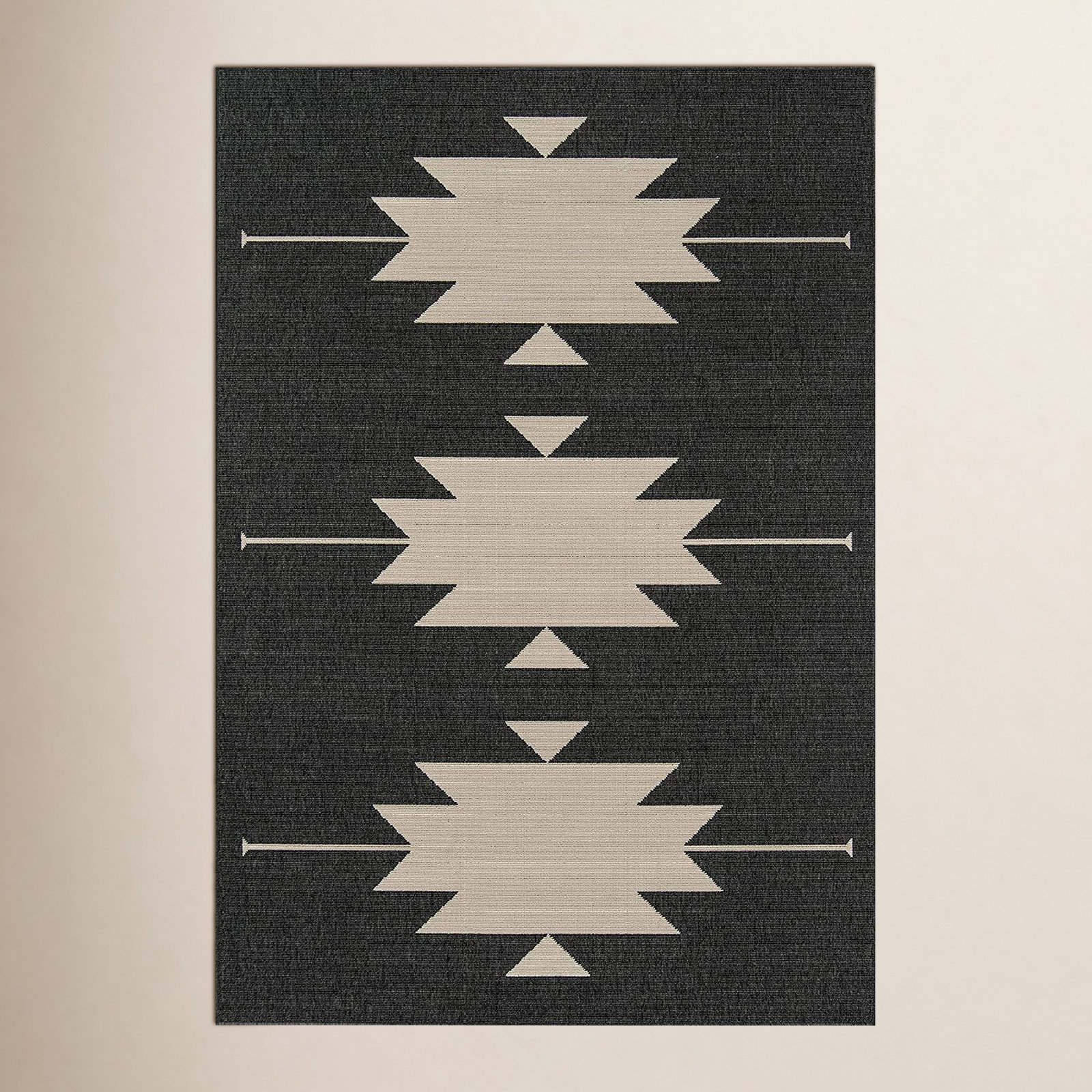Genesis Charcoal Cream Southwestern Outdoor Rug, Rectangle 2'3" x 4'6"