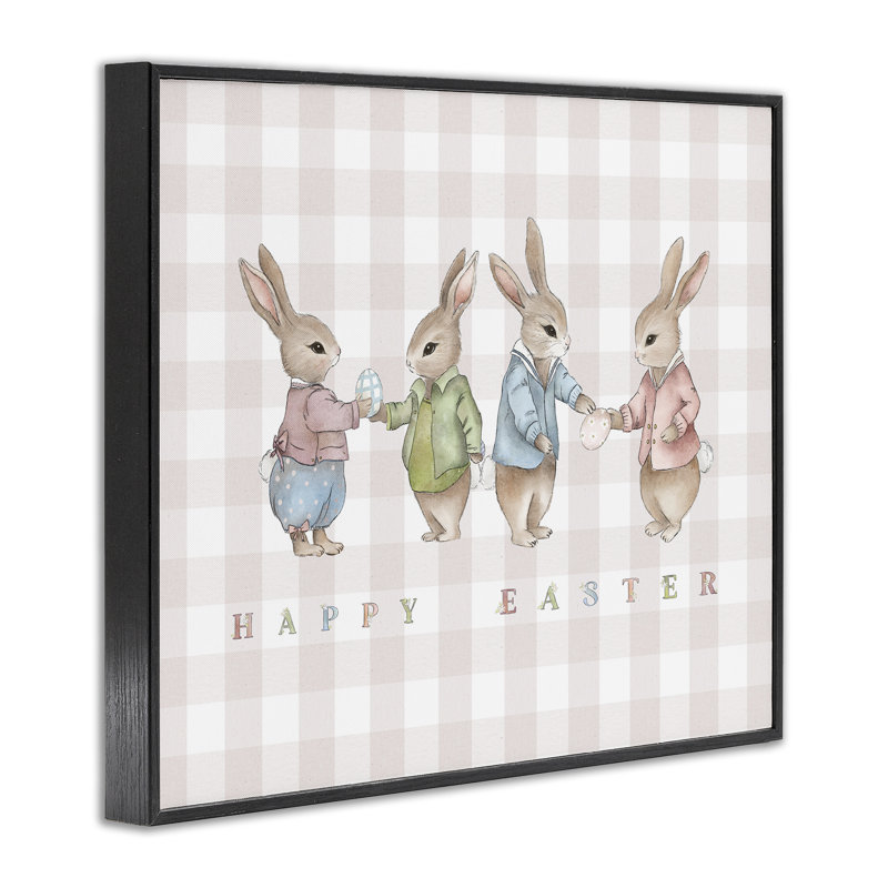 Giclée de Pâques, lapins de Pâques, estampe numérique, par Leah Straatsma, H 11 po x l 14 po, Giclée encadrée noir minuit