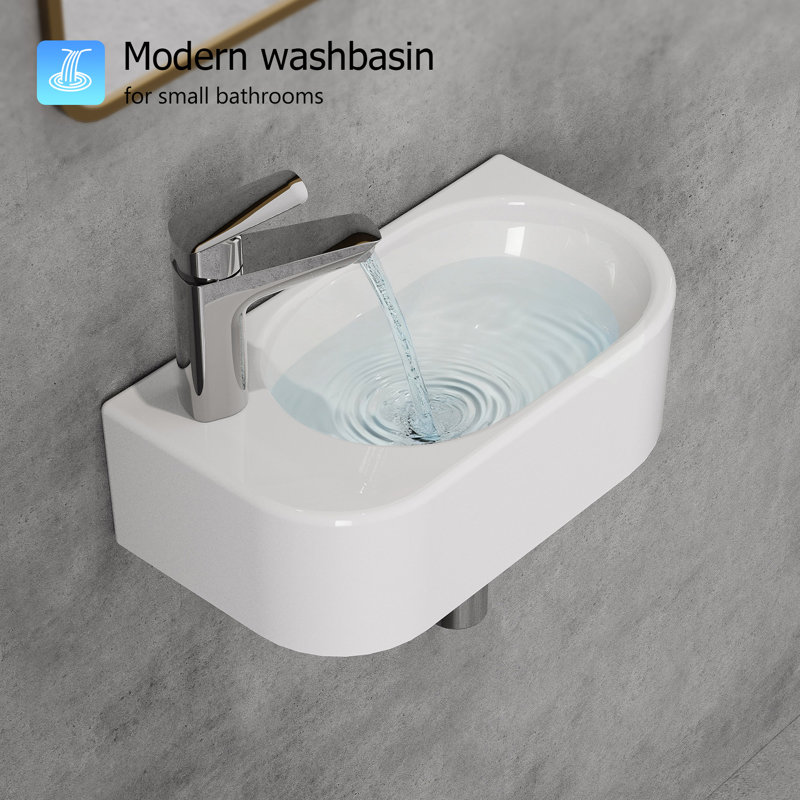 HOROW Basin 40mm L x 22mm W White Ceramic Rectangular Sink