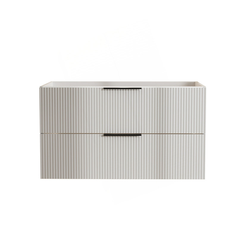 Meuble-lavabo 30 po avec lavabo en céramique - Meuble-lavabo mural flottant cannelé avec tiroirs, moderne, Antique Gray, 36"