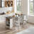  3-Piece Transitional Style Small Dining Room Set With Adjustable Storage Shelves, 35'' W Counter Height Dining Table Set With 2 PU Upholstered Chairs For Small Space, Breakfast Nook, Living Room And Study Room-1988206275