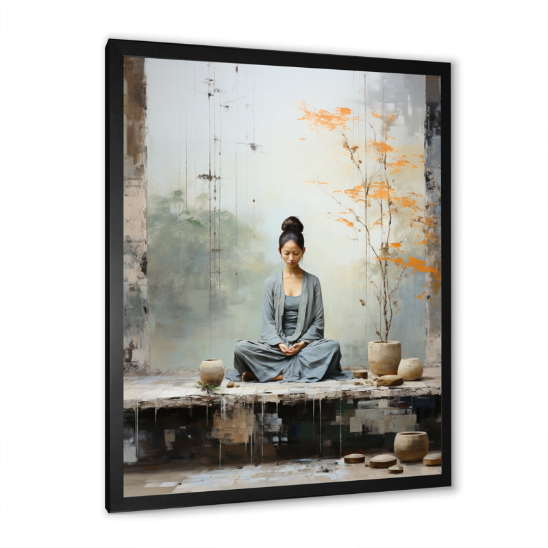 Yoga serein zen pastel II, H 40 po x l 30 po x P 1,5 po, Noir