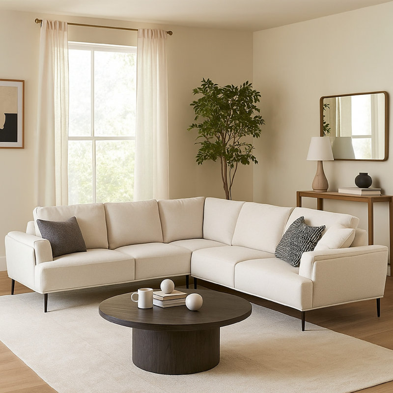 Ensemble de canapé modulaire Batty L, chenille beige, 114 po, dossier réglable, Chenille brun clair