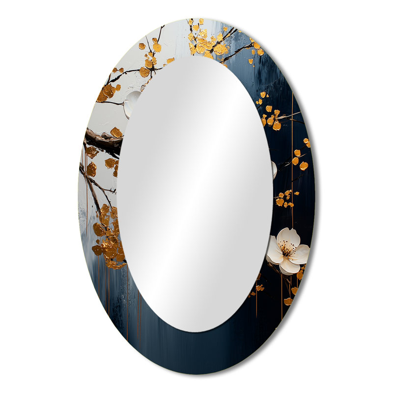 Miroir décoratif ovale sur métal doré, 36 po x 24 po